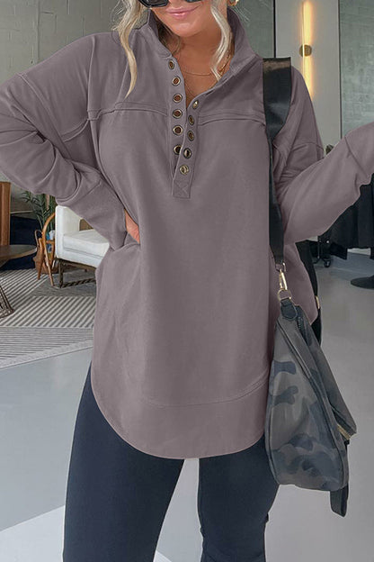 Half Neck Thumbhole Cuff Pullover Sweatshirt