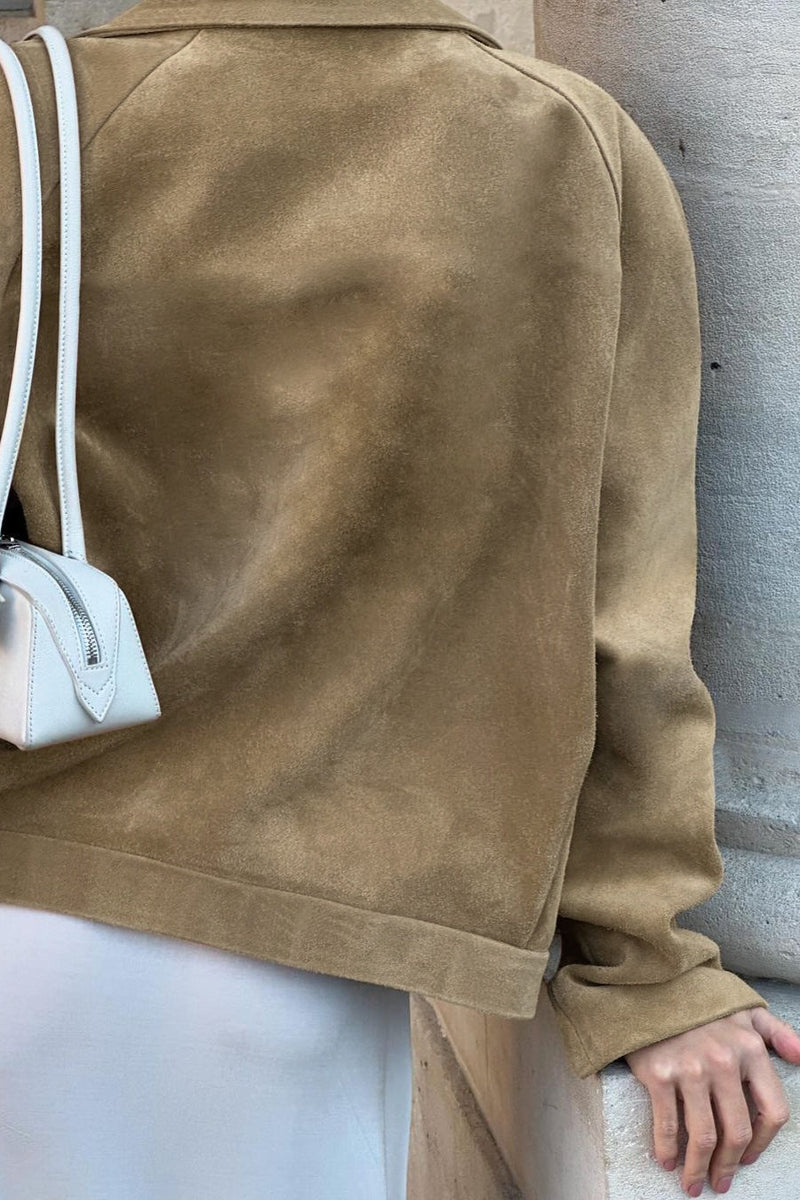 Suede Lad-style Notch-collar Coat