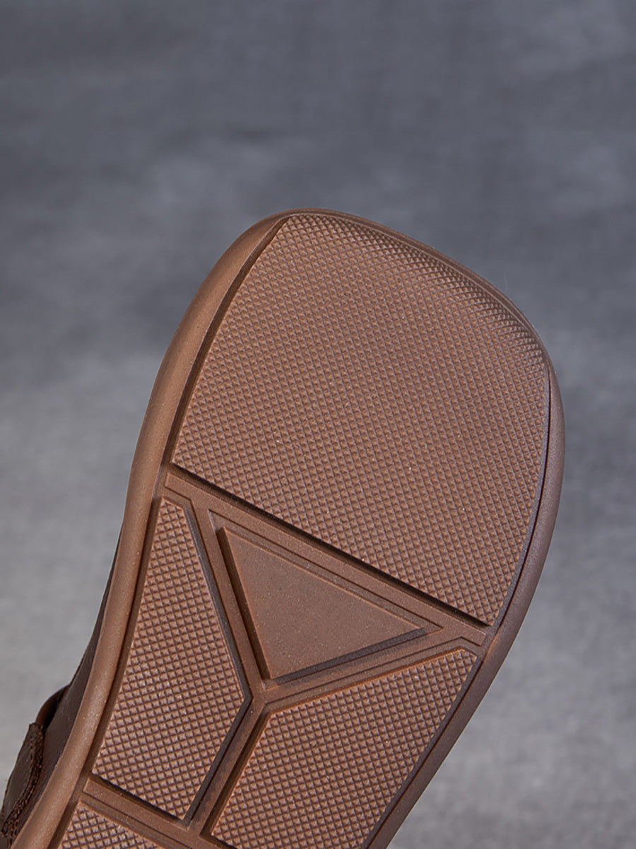 Leather Square Toe Flat Shoes At1040