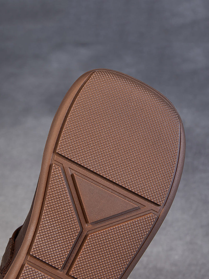 Leather Square Toe Flat Shoes At1040