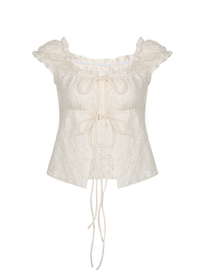 Mora Eyelet Tie-front Blouse