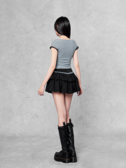Lace Trim Maid Top/skirt