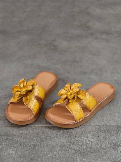 Slippers Genuine Flower Leather