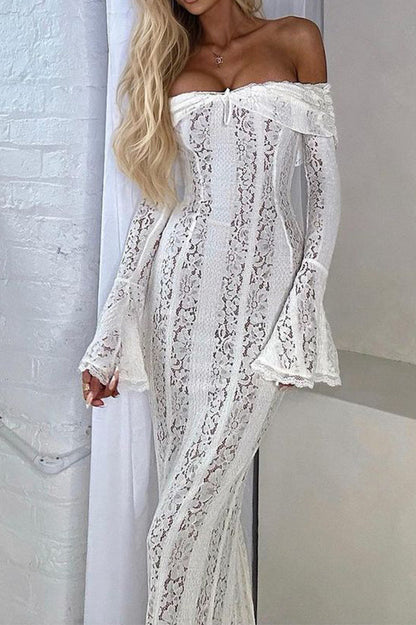 Belle Lace Off Shoulder Maxi Dress