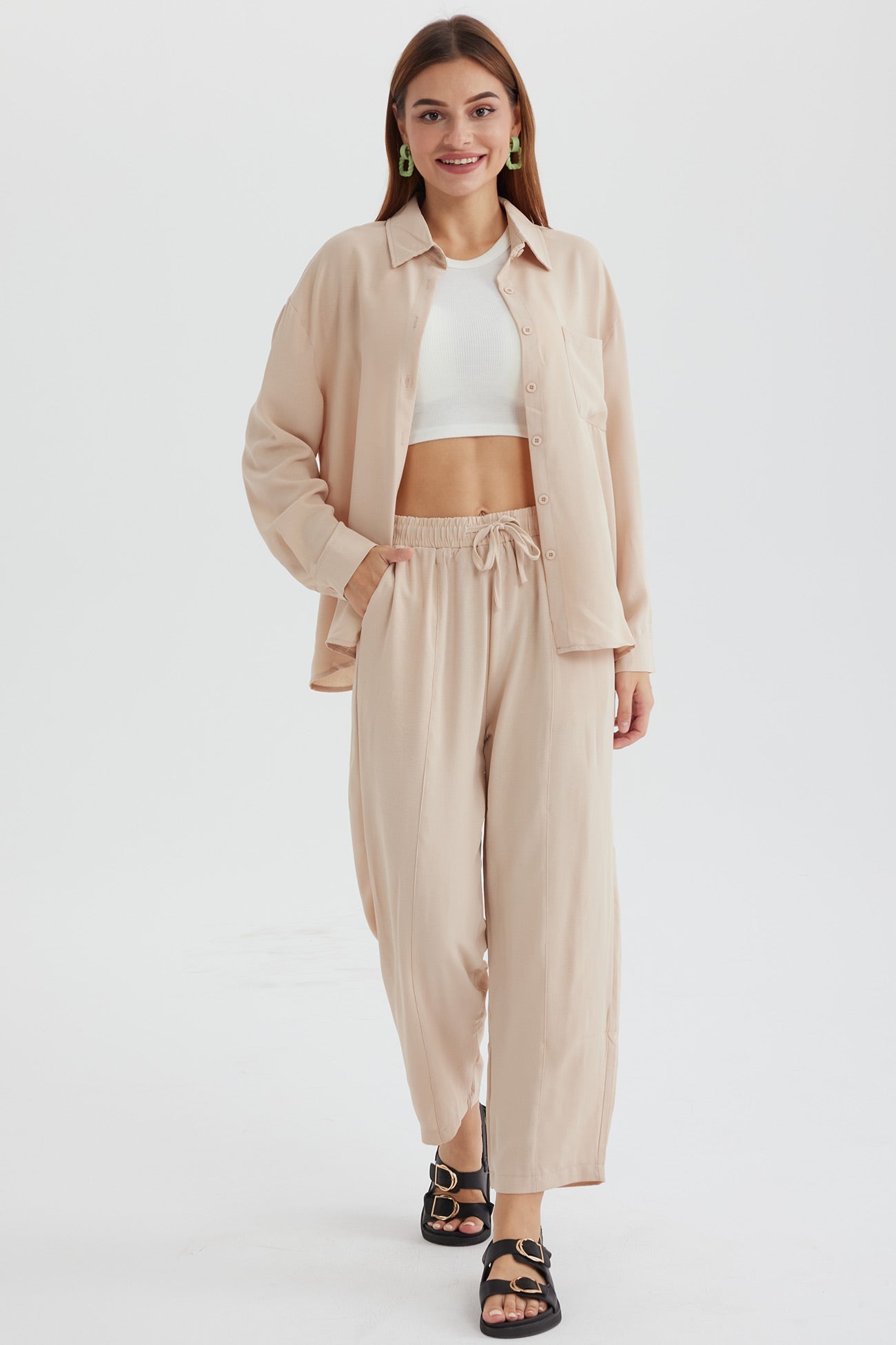 Long Sleeve Color Shirt Long Pants Set