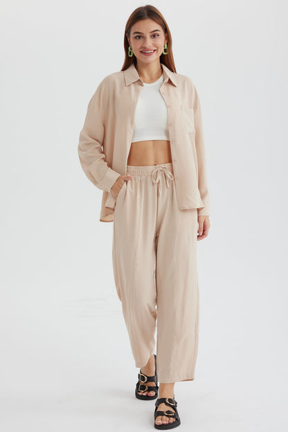 Long Sleeve Color Shirt Long Pants Set