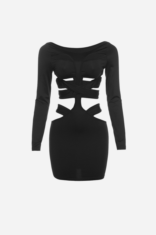 Boat Neckline Cut-out Mini Dress