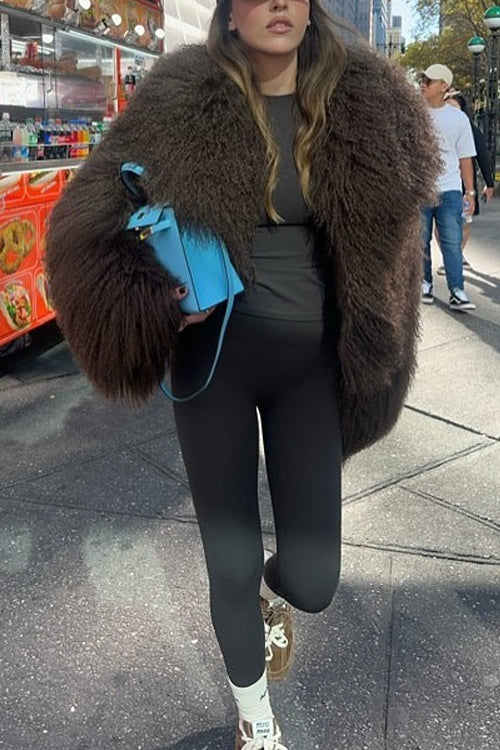 Open Front Winter Faux Fur Teddy Coat