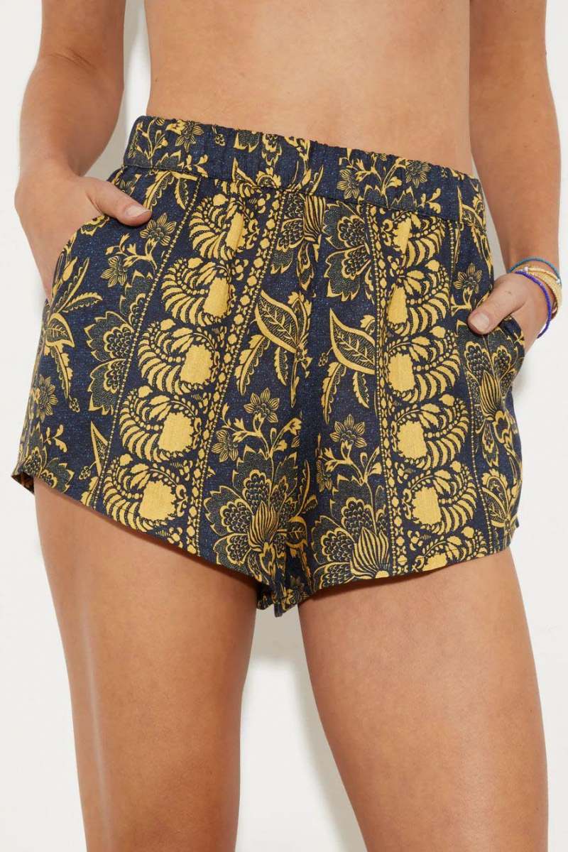 Beach Vacation Folk Loose Shorts-set