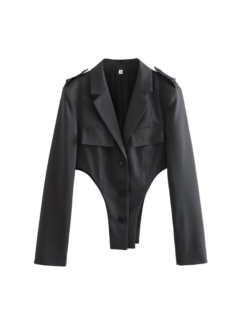 Bodysuit Style Blazer & Wide Leg Pants Coord Set