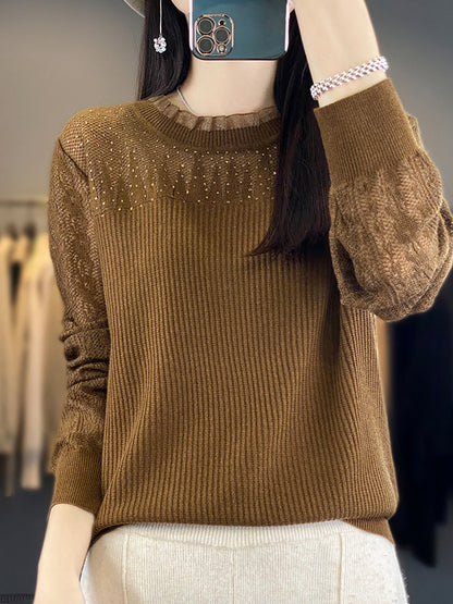 Autumn Lace Knit Sweater Qm030