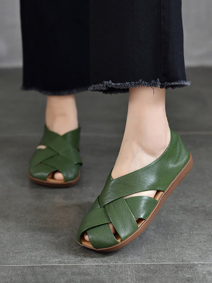 Summer Soft Leather Flat Sandal We1009