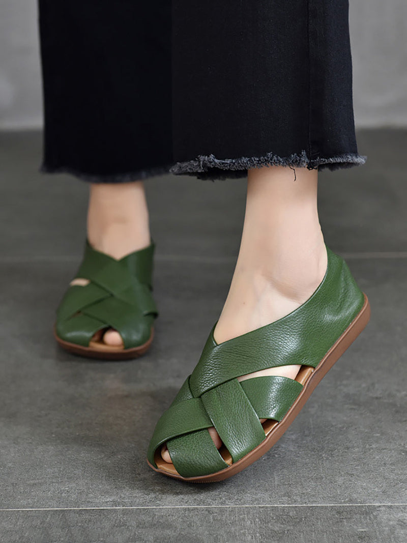 Summer Soft Leather Flat Sandal We1009