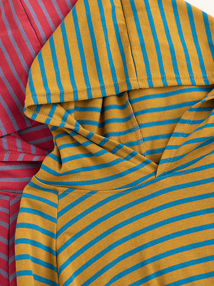 Autumn Stripe Colorblock Hooded Sweatshirt Ai1025
