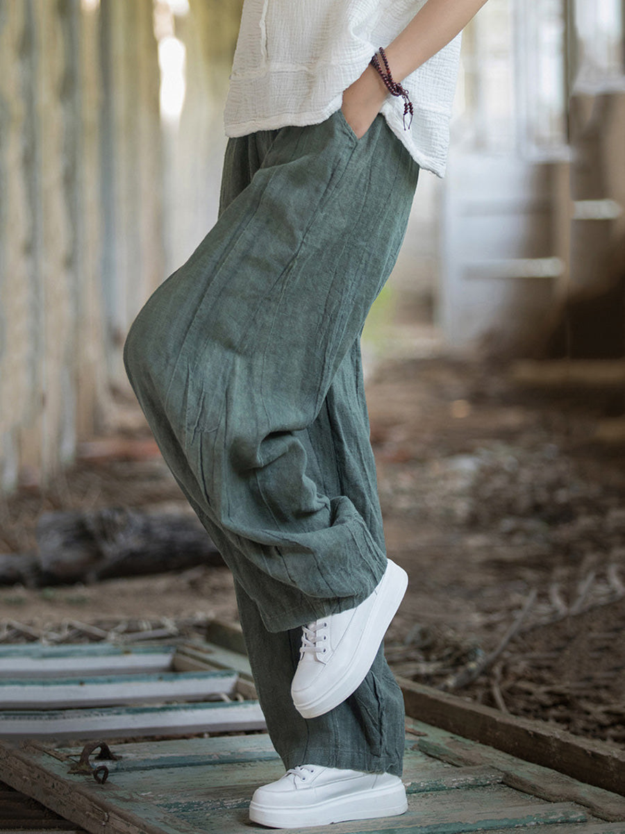 Autumn Tie-dye Ramie Harem Pants At1085