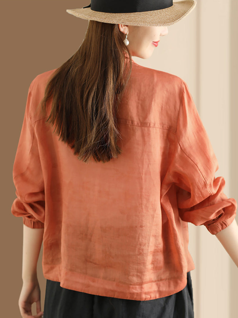Summer Ramie Thin Cardigan Shirt Coat Sc1056