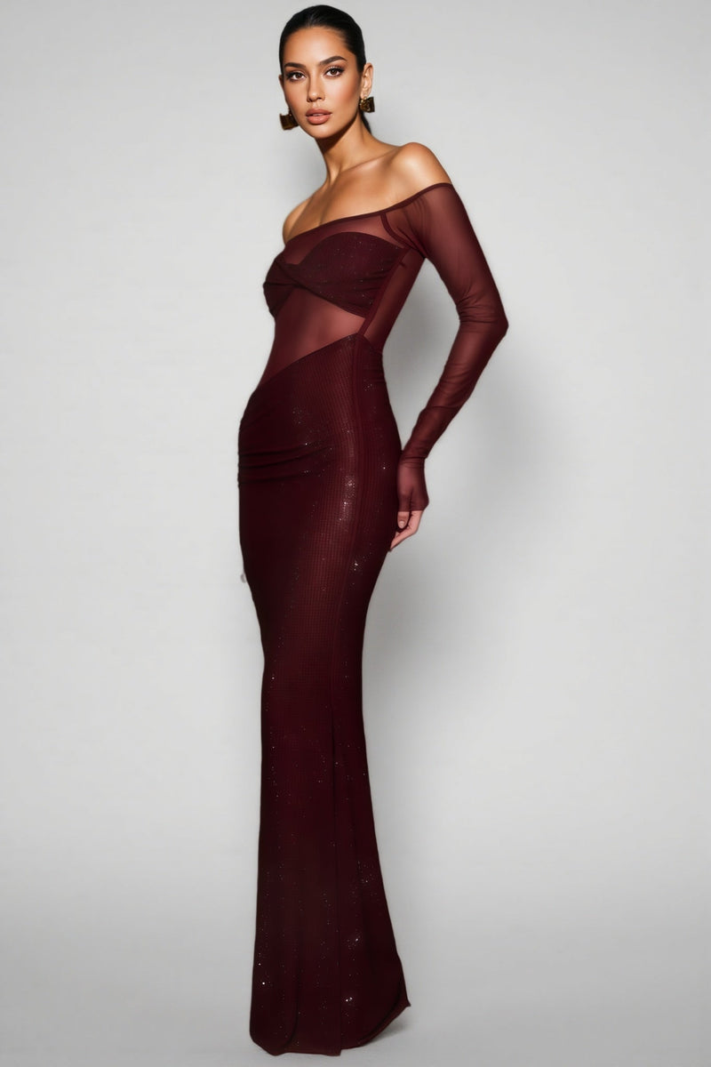 Kairo Diamante Off Shoulder Maxi Dress