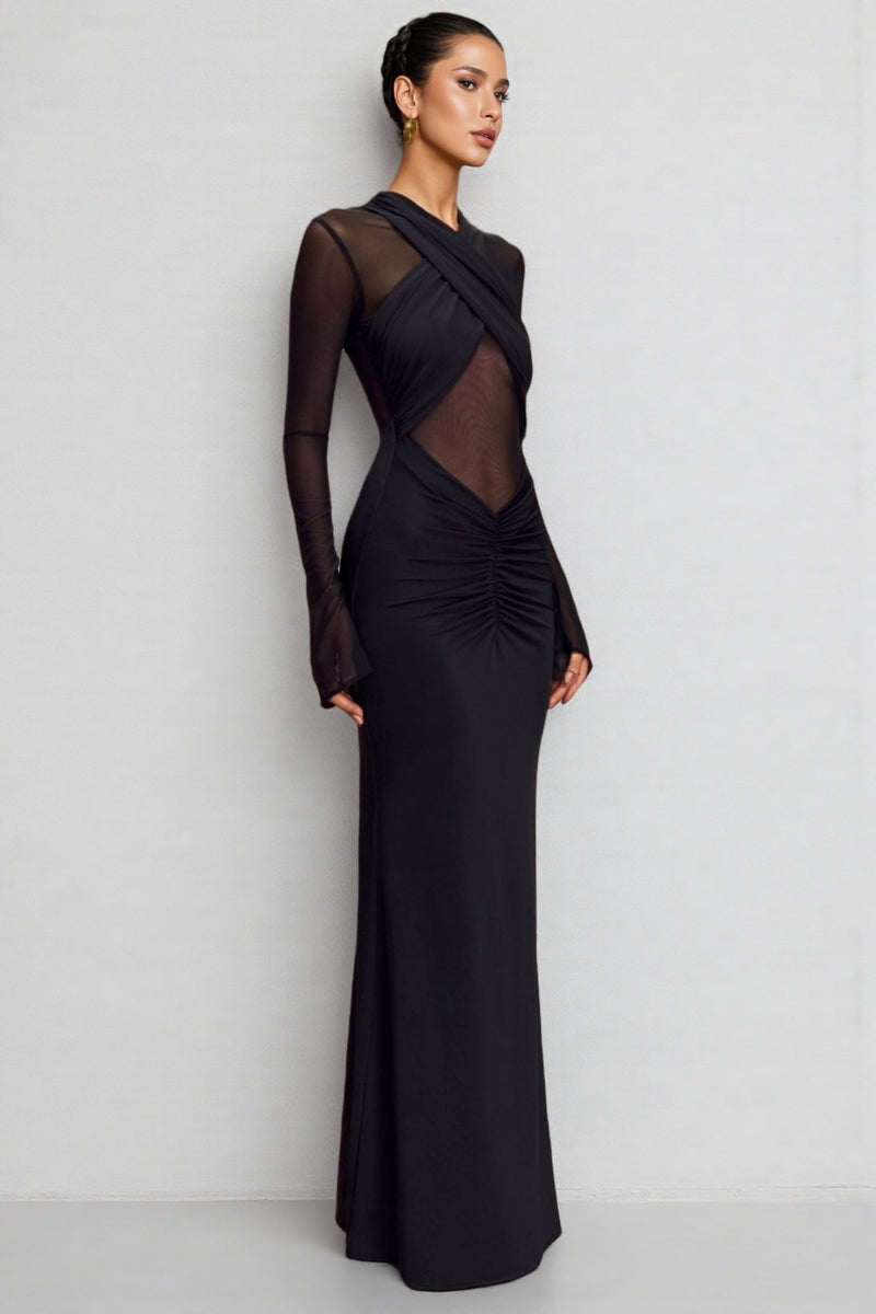 Odette Mesh Long Sleeve Maxi Dress