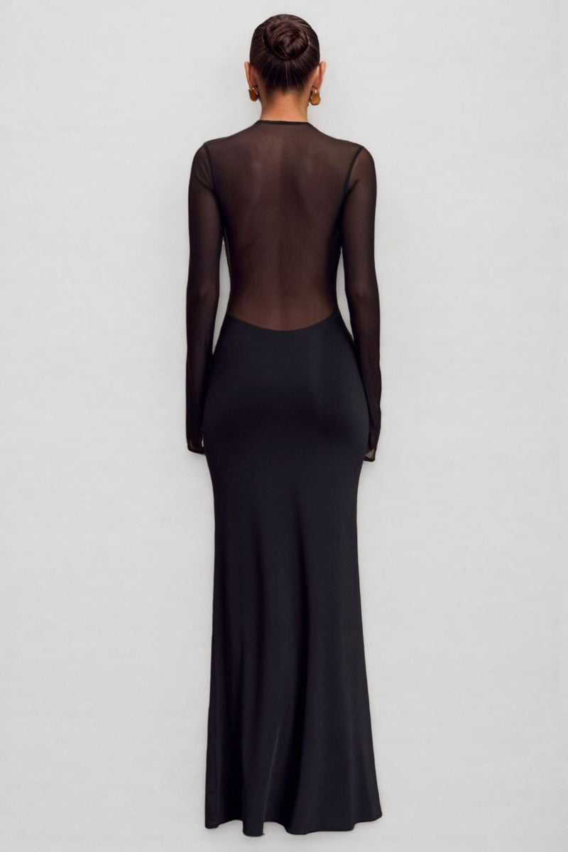 Odette Mesh Long Sleeve Maxi Dress