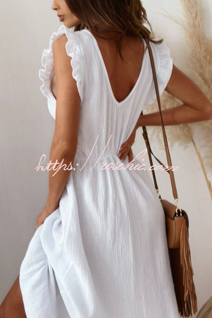 Color Sleeveless V-neck Loose Maxi Dress