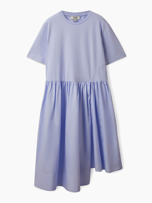 Loose Short Sleeves Color Round-neck Midi Dresses