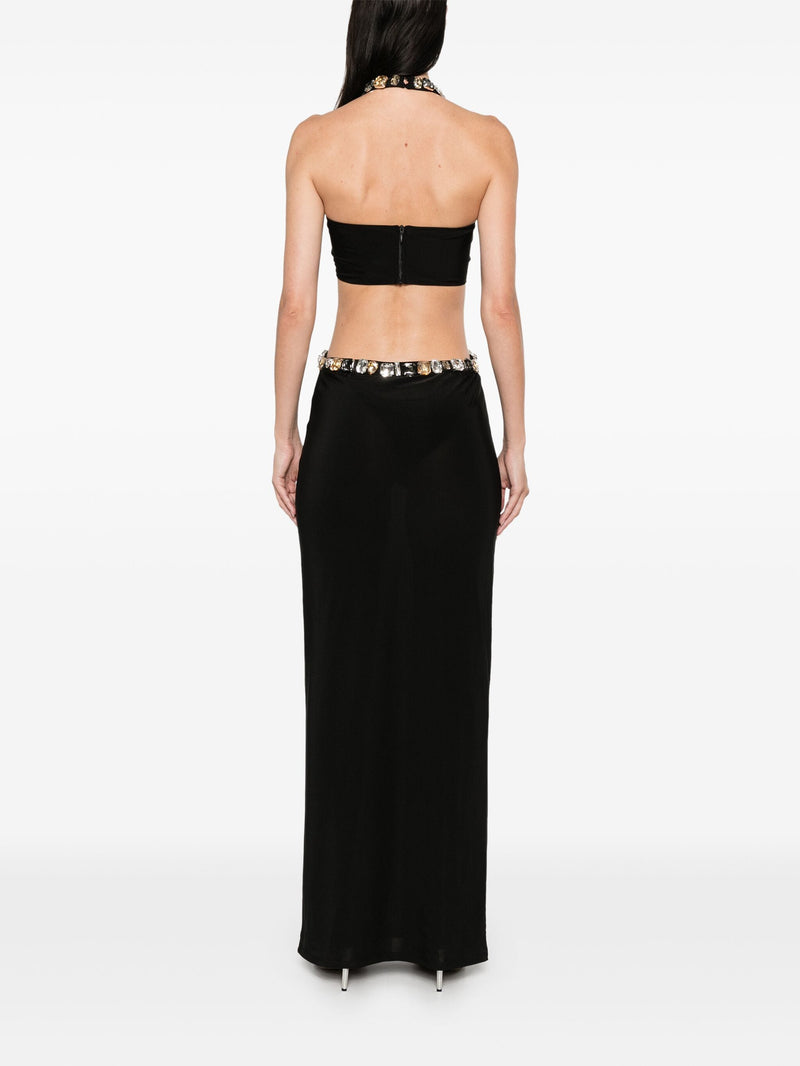 Alma Diamante Cutout Halter Maxi Dress
