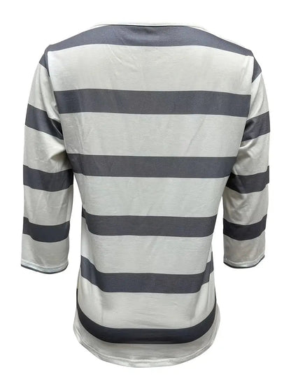Eirah - Essential V-neck Striped Print Blouse