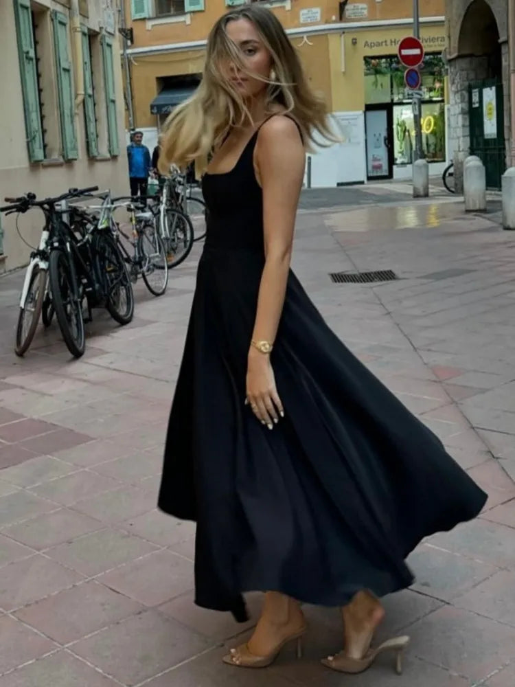 Sleeveless Bodycon Long Dress Fall Color Square Neck Party Club Evening Dress Slim Vestido