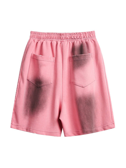 Distressed Paint-splatter Denim Shorts