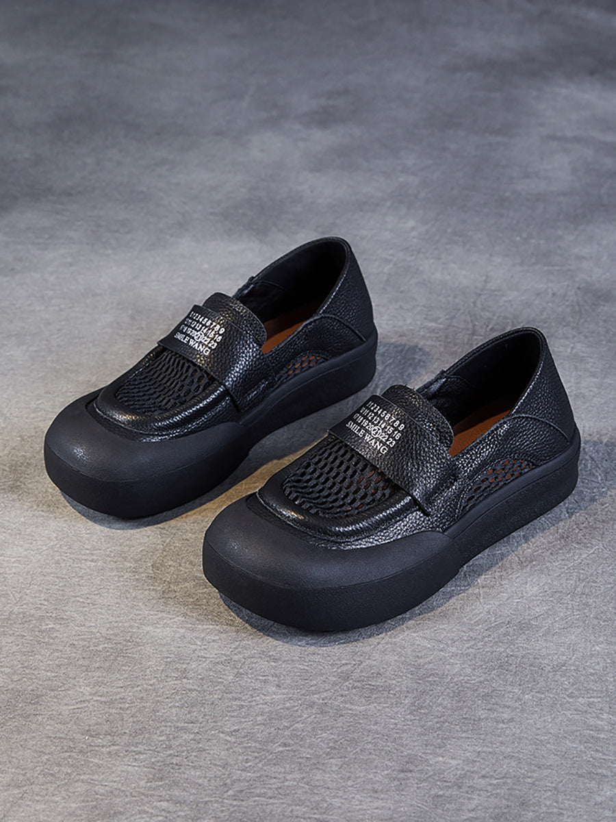 Summer Leather Cutout Flat Shoes Pp1030