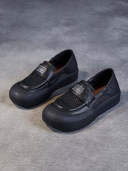 Summer Leather Cutout Flat Shoes Pp1030