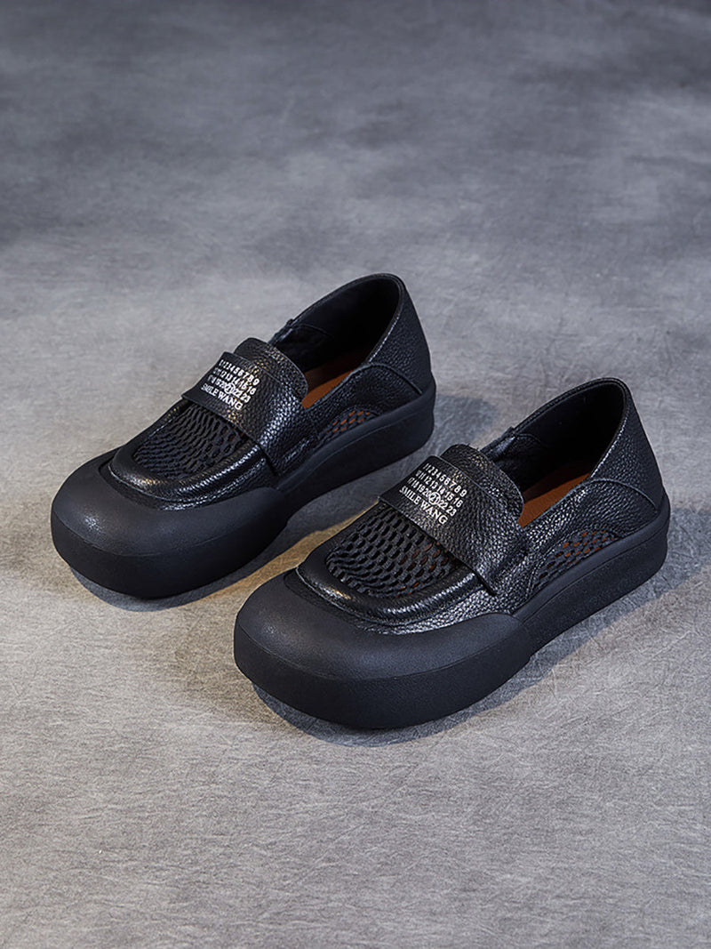Summer Leather Cutout Flat Shoes Pp1030