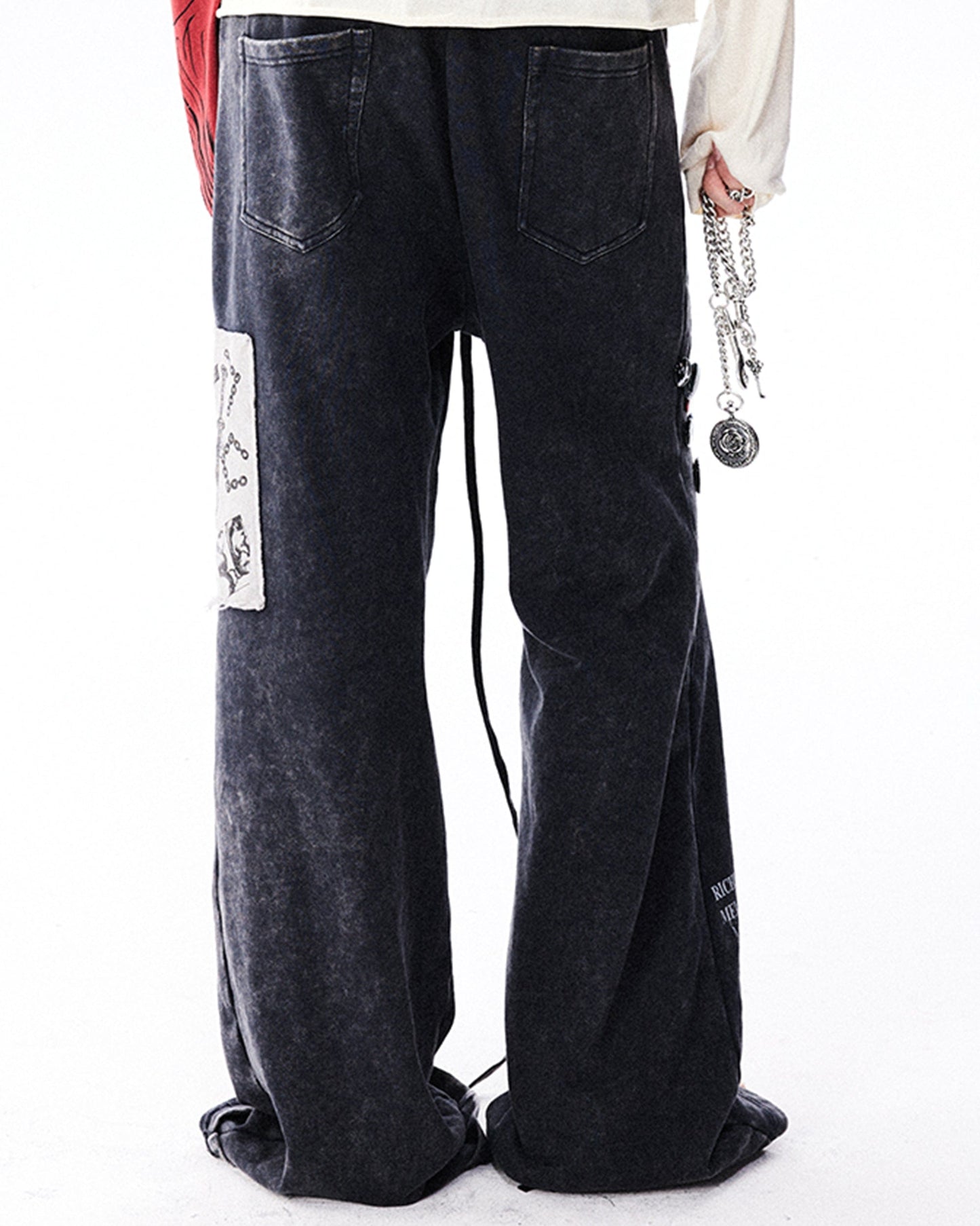 Pin Badges Velvet Wide-leg Pants