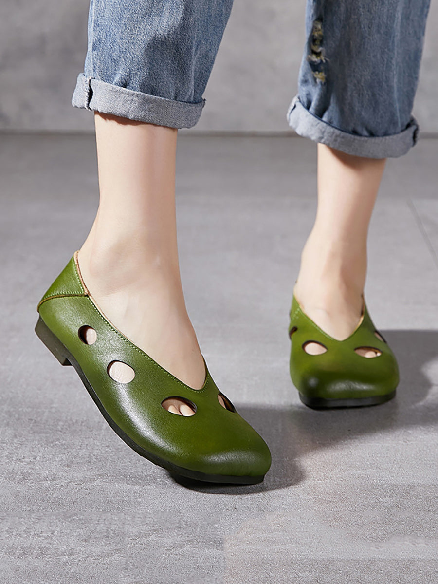 Summer Leather Cutout Soft Shoes Io1029