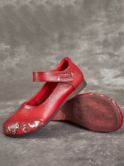 Summer Flower Spliced Leather Shoes Xx1052