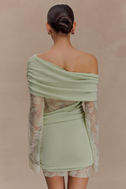Nunna Green Lace Knit Mini Dress