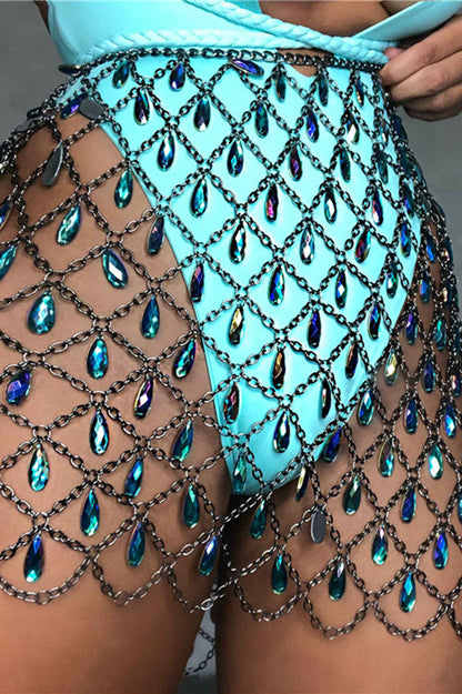Hollow Colorful Sparkling Crystal Skirt