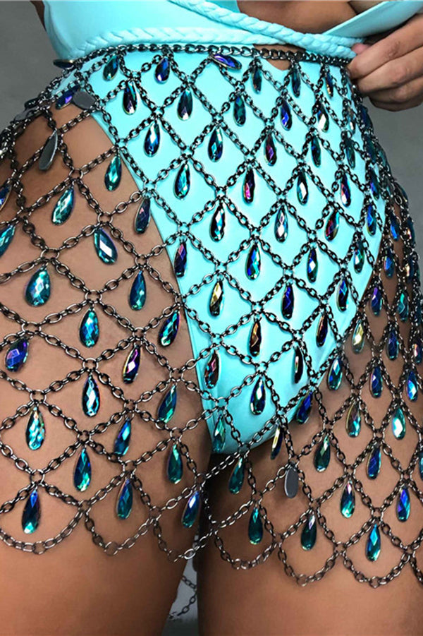 Hollow Colorful Sparkling Crystal Skirt