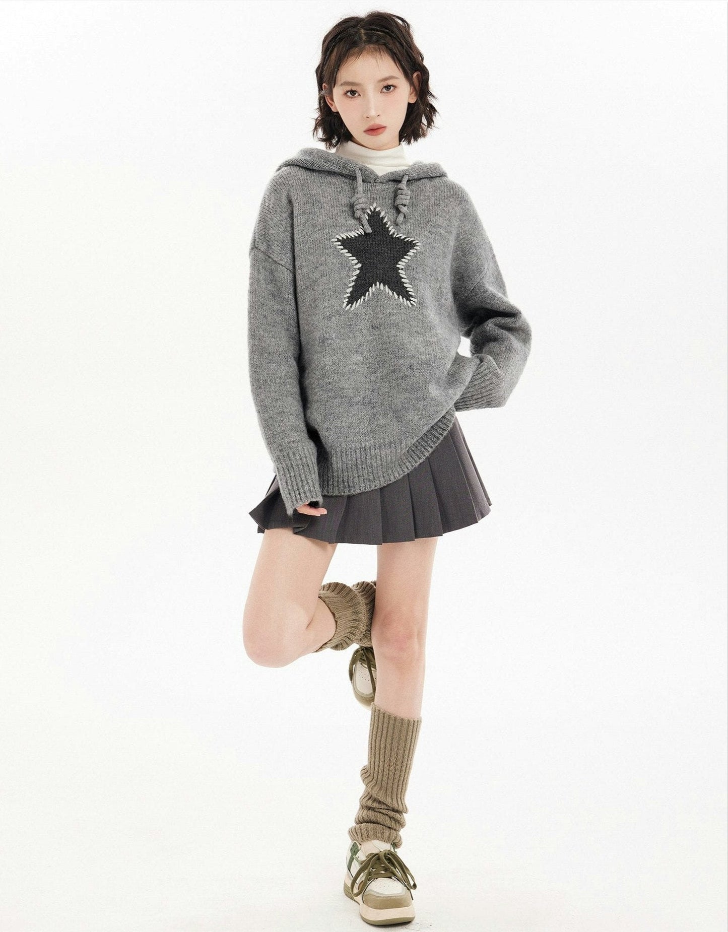 Oversized Star Patch Knit Sweater