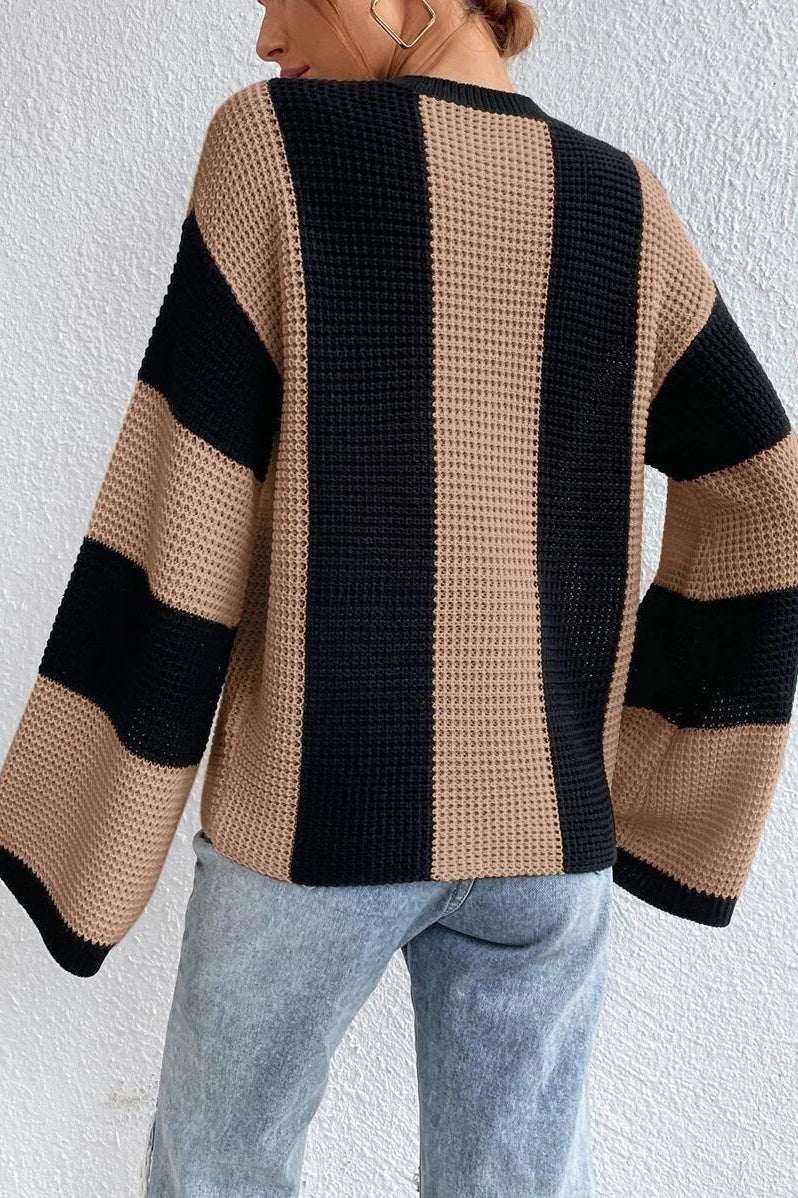 Unique Striped Crewneck Niche Stylish Knit Sweater