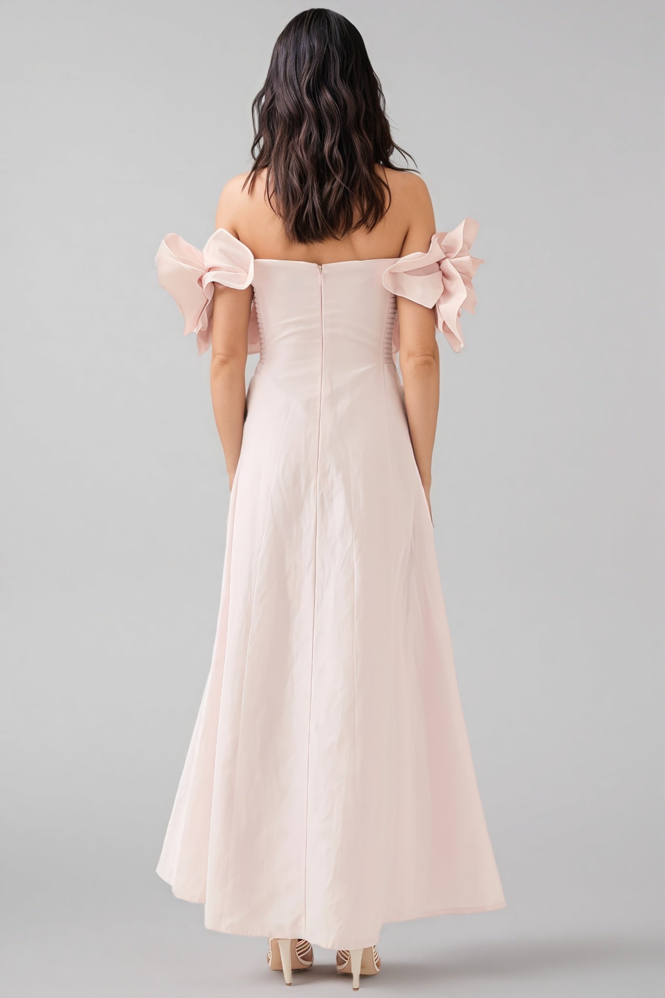 Alreem Pink Strapless 3d Maxi Dress