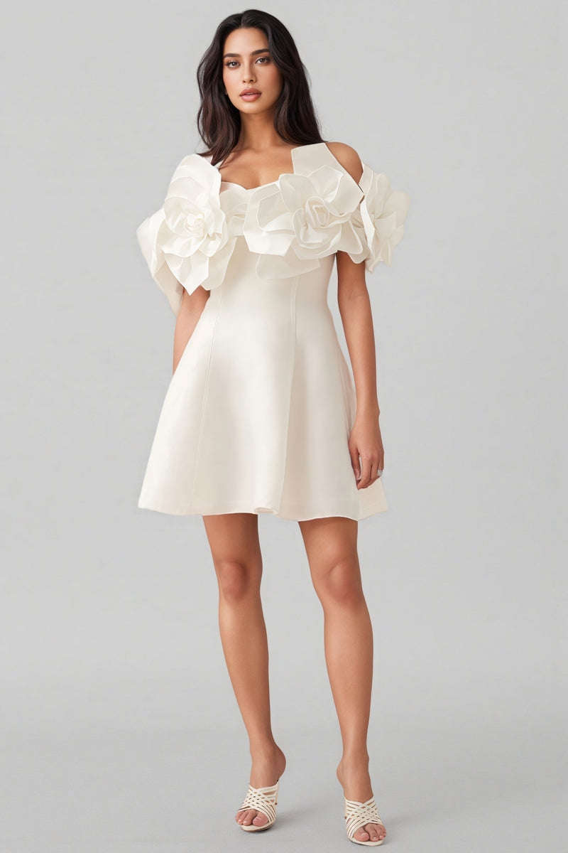 Evelyn White Oversized Applique Mini Dress