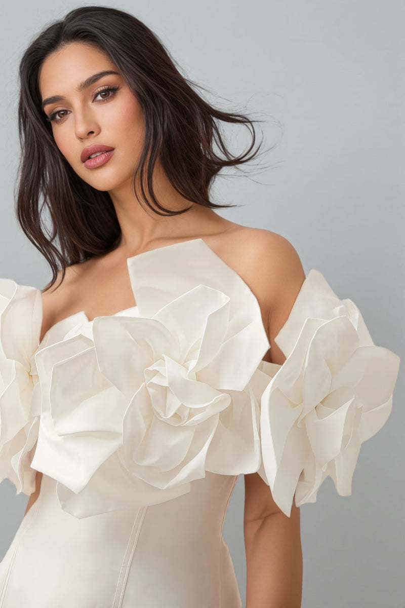 Evelyn White Oversized Applique Mini Dress
