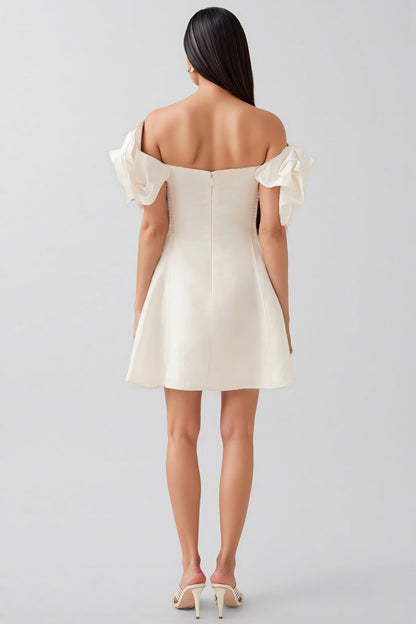 Evelyn White Oversized Applique Mini Dress