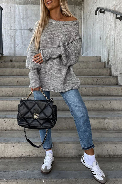 Street Atmosphere Knit Wide Neck Loose Sweater