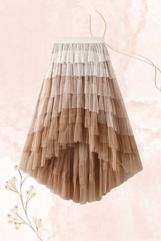 Irregular Cake Skirt High Waist Mesh Skirt