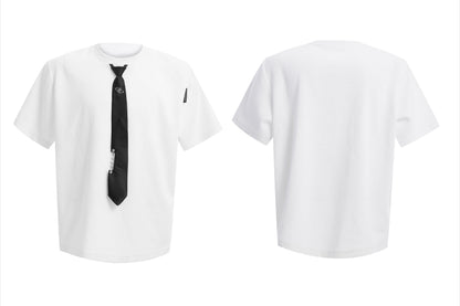 White Oversized T-shirt Black Tie
