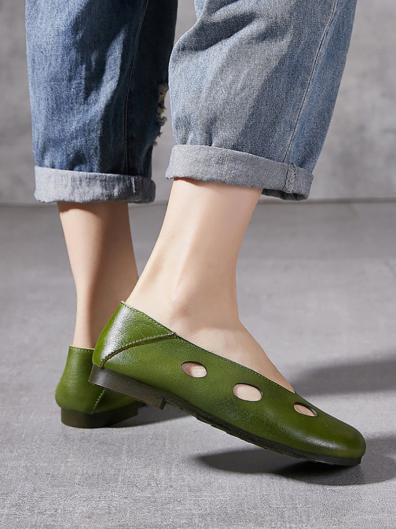 Summer Leather Cutout Soft Shoes Io1029