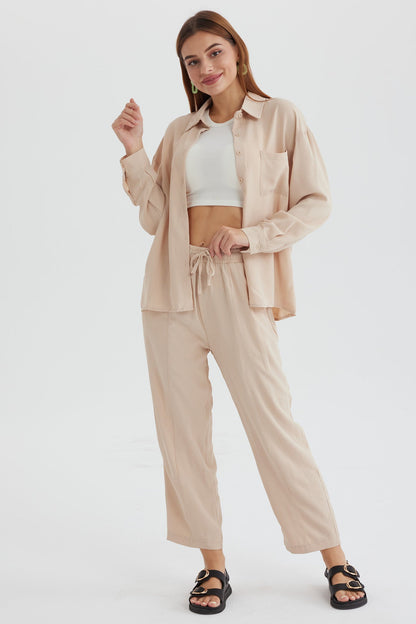 Long Sleeve Color Shirt Long Pants Set