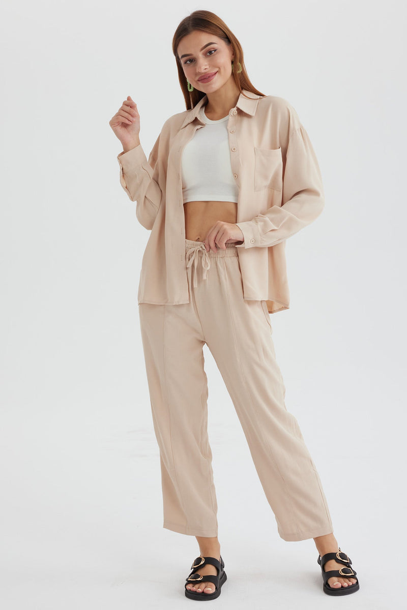 Long Sleeve Color Shirt Long Pants Set